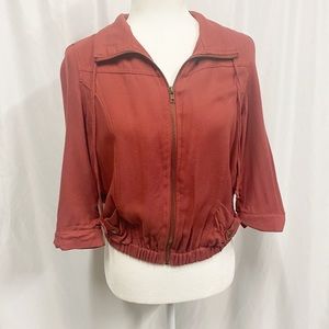 American Rag Red 3/4 Sleeve Zip Up Jacket